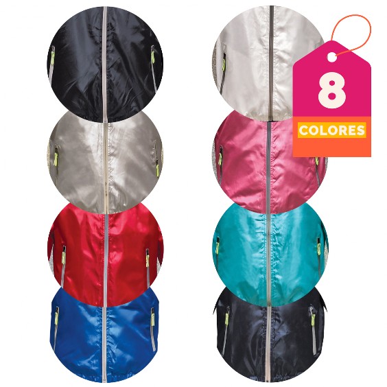 colores de rompevientos: negro, blanco, gris, rosa y azul